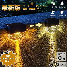 ソーラーライト 2個セット 波形 バブル フェンスライト 照明器具 ガーデンライト 階段 ガーデン ライト 暖色 キャラメル色 明暗センサー 屋外 自動点灯 デッキライト 防水 LED ソーラーランプ 門灯 （A124）