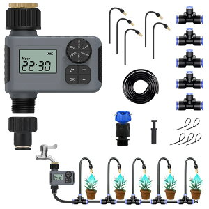 散水タイマー ダイヤル式 クイックシリーズ 自動水やりタイマー スターターキット ダイヤル式 ボタン式 蛇口接続部品付き 自動水やり器 自動散水 ボタンロック ガーデニング 鉢植え ガーデ