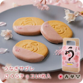 うなぎサブレさくらチョコ　10枚入/ サブレ さくら 桜 うなぎ チョコ 桜チョコ バレンタイン お祝い お礼 卒業 入学 プチギフト お菓子 焼き菓子 チョコレート クッキー 洋菓子 お土産 お祝い お礼 ギフト 贈り物 個包装 小分け 人気 常温便