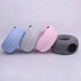 猫 ベッド ドーナツ 猫ハウス 犬 ベッド ペットベッド M L ペット用品　キャットハウス ドーナツ型 キャット 猫用品 犬用品 ペット用ベッド トンネル トンネル ペットトンネル フェルト製 キャットハウス 50CM 60CM