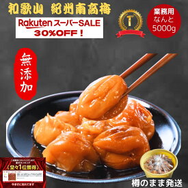 【楽天スーパーセール】7630円⇒5340円 紀州南高梅 数量限定 【無添加】和歌山 梅干 梅 酸っぱい 江戸時代 濃い 産地直送 訳あり 送料 5kg 大容量キャンペーン 人気 おすすめ うめ 梅 梅干し セール 割引　 熱中症 在庫処分 激安