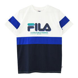 【2点までメール便対象】FILA 3段切替えTシャツ カットソー 半袖 トップス 子供服 男の子 小学生 中学生 ファッション キッズ ジュニア 大人っぽい ダンス 130cm 140cm 150cm 160cm