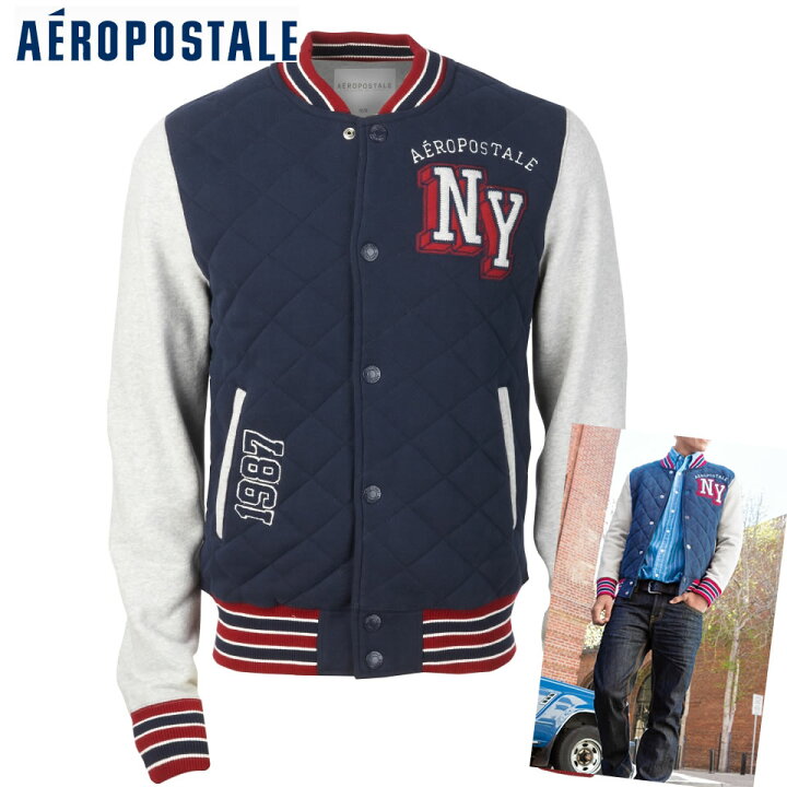 楽天市場】エアロポステール メンズ スタジャン AERO NY VARSITY 