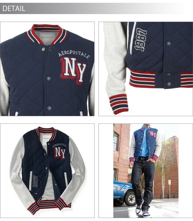 楽天市場】エアロポステール メンズ スタジャン AERO NY VARSITY 