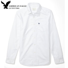 ■送料無料！アメリカンイーグル メンズ 長袖オックスフォードシャツ AEO OXFORD BUTTON DOWN SHIRT ホワイト お買い物マラソン 最大 ポイント 24倍 ! ラッピング 無料! あす楽 3980円以上 送料無料 ! メンズ かっこいい プレゼント ギフト にも! 秋物 新作 入荷!