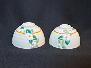 【九谷焼】 組飯碗(ご飯茶碗,夫婦茶碗,ペア 茶碗,お茶碗) 椿 田村梨衣乃
