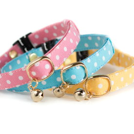 【楽天1位】 猫 首輪 子猫 成猫 鈴 セーフティバックル ハゲにくい コットン 鈴付 水玉 柔らかい フェレットにも 安全 【猫雑貨招福】