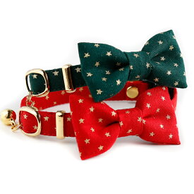 猫 首輪 リボン クリスマス セーフティバックル付 ベルト ツーウェイ 2点セット 鈴 【 猫雑貨招福 】