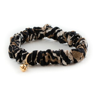 猫 首輪 シュシュ 鈴 安全 子猫 セーフティ コットン ハゲない 猫用首輪 軽い トラ柄 アニマル かわいい おしゃれ 【 猫雑貨招福 】