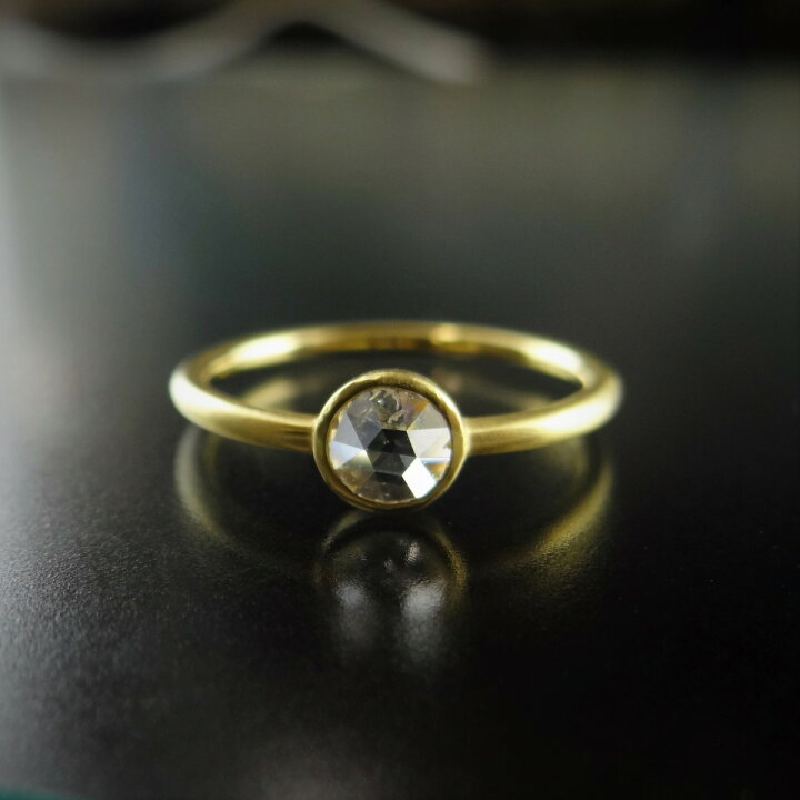 楽天市場】K18YG 一粒ダイヤモンド 覆輪留め 0.28ct 11号 天然 