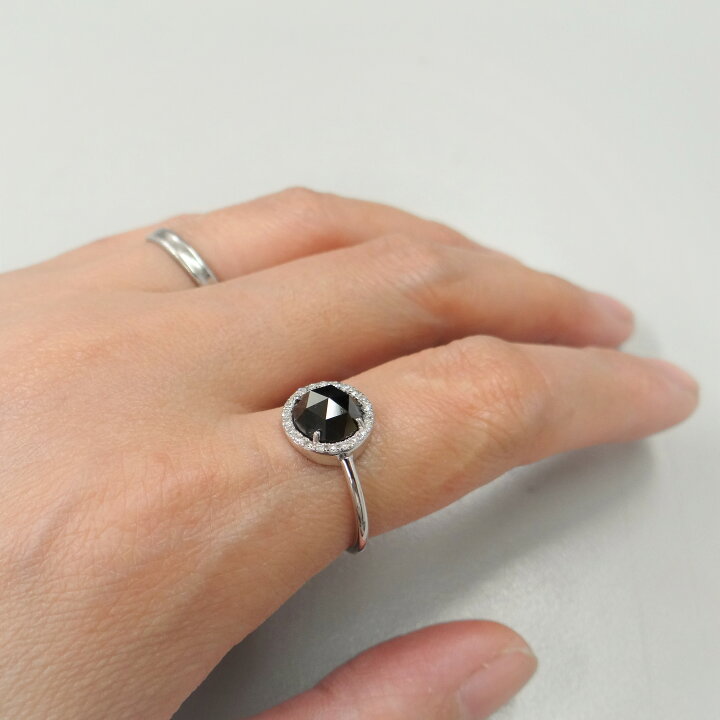 楽天市場】K18WG クールな印象のブラックダイヤモンド ローズカット  