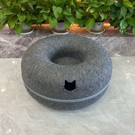 【全品2点で5%OFF】ドーナツ型 キャットトンネル 洗える フエルト製 ペットベッド ドーム型 猫 キャットハウス トンネル ねこハウス おもちゃ ペットソファー 寝床 ハウス 子猫