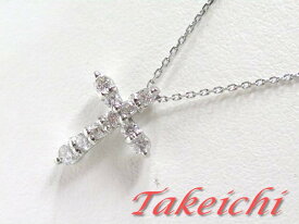 Pt850／900★ネックレス ダイヤモンド0．50ct◇クロス 十字架【中古・新品仕上げ】/30223