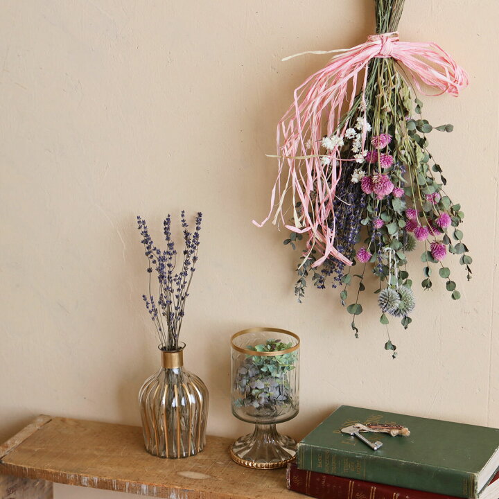 楽天市場 送料無料 千日紅とユーカリのブーケ 大人ピンクがかわいいナチュラルなスワッグタイプのドライフラワーブーケ インテリア ラベンダー ナチュラル ディスプレイ ギフト プレゼント アレンジ 花 母の日 スワッグ 花束 ドライフラワー雑貨 花七曜