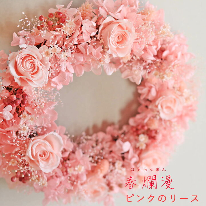 楽天市場】春爛漫ピンクのリース◇春にぴったり桜色のふわふわピンク  