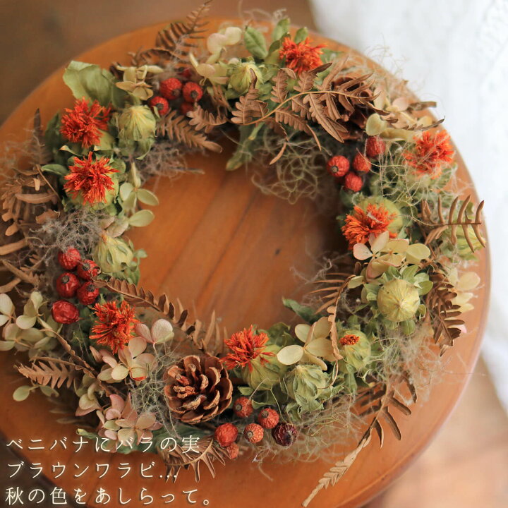 楽天市場】アースカラーのリース フルムーン ◇ ドライフラワー ◇紅花  