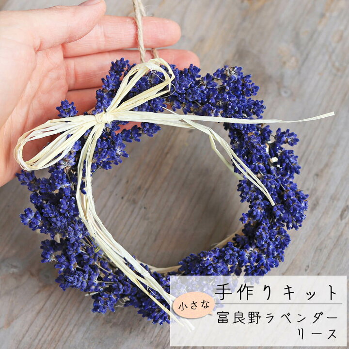 楽天市場 花七曜オリジナル 手作りキット 小さな富良野ラベンダーリース ドライフラワー お家時間を楽しむ 花七曜のドライフラワーリース キット 直径11cm小さいラベンダーリースが作れるベースとお花セット 誕生日 プレゼント プチギフト ナチュラル