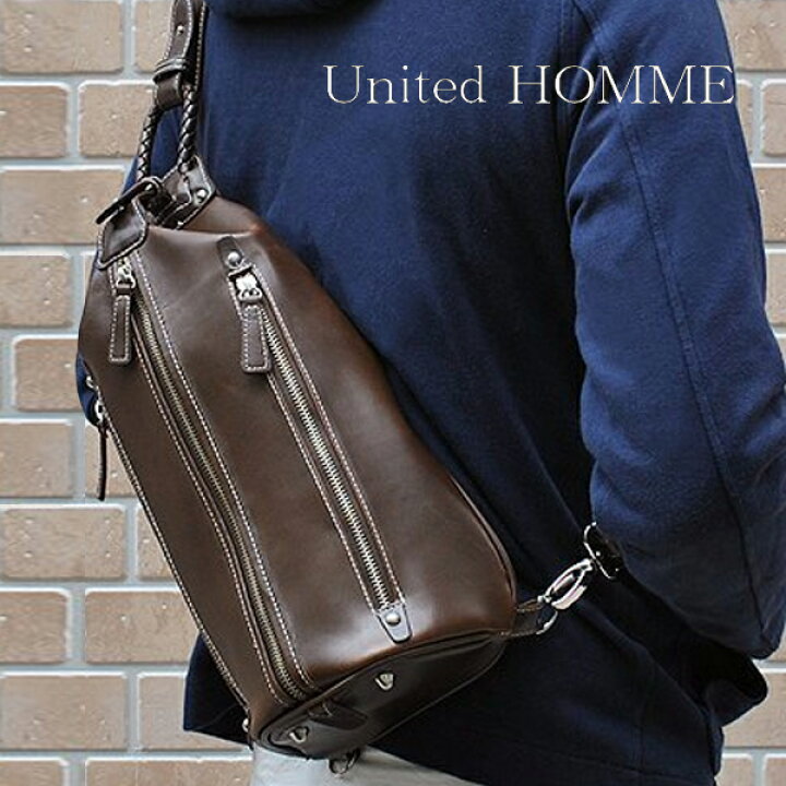 楽天市場】United HOMME（ユナイテッドオム）牛革ビートルボディバッグ 