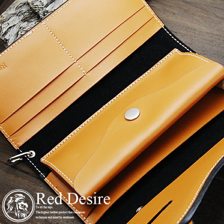 楽天市場】財布 メンズ 長財布【Red Desire】 革×パイソン50¢コンチョ 