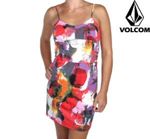 VOLCOM �{���R�� ���f�B�[�X �L���~�\�[�� �����s�[�X �h���X PETAL TO THE METAL CAMI DRESS �FS�T�C�Y�FRED �y���[���֑Ή��z
