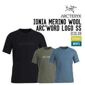 ARC'TERYX �A�[�N�e���N�X IONIA MERINO WOOL ARC'WORD LOGO SS M �C�I�j�A �����m�E�[�� �A�[�N���[�h ���S �V���[�g�X���[�u �����Y SS2024 ���� �N���[�l�b�N ���S�e�B�[ �����Y