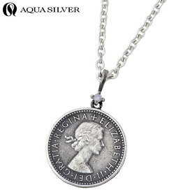 アクアシルバー AQUA SILVER 誕生石 コイン シルバー ネックレス アクセサリー ストーン シルバー925 スターリングシルバー ASP237F004-CL60