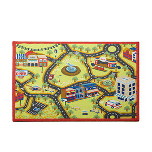 子供用 デスクカーペット ルームマット 【男の子用 110cm×133cm】 長方形 洗える 傷防止 お手入れ簡単 『ロード』 沖縄 離島への配送不可