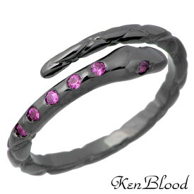 ケンブラッド KEN BLOOD リング 指輪 メンズ レディース シルバー ジュエリー スネーク ブラック ストーン 11～21号 925 スターリングシルバー KR-258BKR