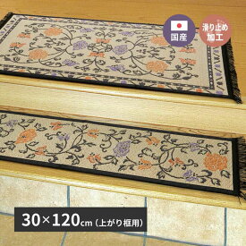 【スーパーSALE 割引商品】国産 い草 玄関マット イデア 約30×120cm 裏貼り 滑り止め加工 インテリアマット あがりかまち 上がり框 かまち用 花柄 萩原 ※北海道追加送料 沖縄・離島別途送料見積もり メーカーより直送 maru-29003494x