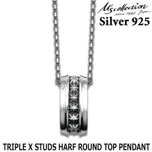 y|Cg5{IyVC[OXӍՁz GYRNV M's collection Vo[ lbNX TRIPLE X STUDS HARF ROUND TOP PENDANT XP-211