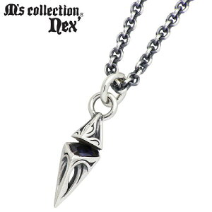 【ポイント5倍!マラソン期間中!】 エムズコレクション M's collection ネックレス レディース シルバー ジュエリー 合成サファイア チェーン付き 925 スターリングシルバー X0210SAG