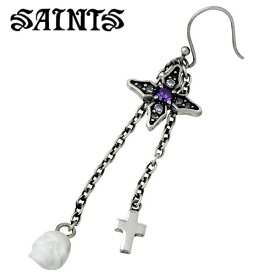 セインツ SAINTS ジルコニア スカル クロス シルバー ピアス アクセサリー 1個売り 片耳用 ドクロ 髑髏 十字架 CZ シルバー925 スターリングシルバー SSE9-50