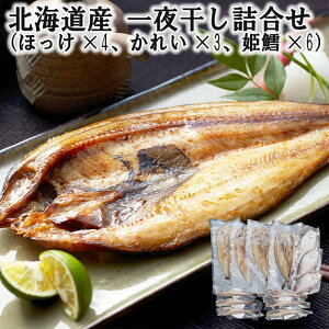 北海道産 一夜干し詰合せ (ほっけx4 かれいx3 姫鱈x6) 新鮮な魚介の旨味を逃さぬ一夜干し 素材の良さが引き立つ詰め合わせ