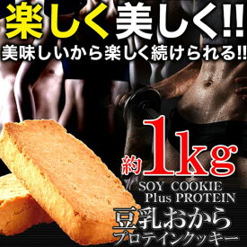 【スーパーSALE 10%OFF！】豆乳 おから プロテイン クッキー 1kg 楽しく美しく！！ ソイプロテインplus！！ 上白糖・卵・小麦粉・乳 一切不使用！！ お歳暮 お中元 ご進物 ギフト 贈り物に最適 販売元より直送 SM00010319