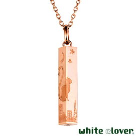 ホワイトクローバー white clover ネックレス アクセサリー 金属アレルギー対応 猫 月モチーフ シェアハート ステンレス レディース ゴールド アレルギーフリー 刻印可能 4SUP060GO