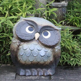【12月13日10時開始ポイント10倍】信楽焼 和風 おしゃれ 17号首かしげふくろう 青 梟 ふくろう 置物 陶器 フクロウ しがらきやき 縁起物 ギフト fu-0116