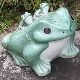 【12月13日10時開始ポイント10倍】信楽焼 和風 おしゃれ 12号青蛙 縁起物 カエル お庭 玄関 陶器 蛙 かえる 幸せ 子宝 健康　ka-0054