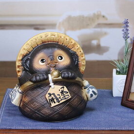 【12月13日10時開始ポイント10倍】信楽焼 和風 おしゃれ たぬき 開運 金運 縁起物 御利益 陶器 タヌキ たぬき 開運 置物 焼き物 和 7号がま口たぬき 開運 ta-0131