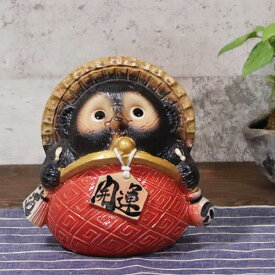 【12月13日10時開始ポイント10倍】信楽焼 和風 おしゃれ たぬき 開運 金運 縁起物 御利益 陶器 タヌキ たぬき 開運 置物 焼き物 和 5号がま口たぬき 開運 ta-0154