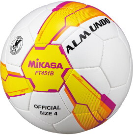【送料無料】ミカサ サッカー4号貼り 検定球 黄／ピンク FT451B－YP MIKASA FT451BYP