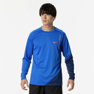 【送料無料】ミズノ プラクティスシャツ(長袖/ラケットスポーツ)(ユニセックス) ブルー×エステートブルー Mizuno 62JAB51022