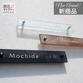 【P20倍★お買い物マラソン限定】表札 ガラス 戸建 ゴールド 門柱 ネーム プレート カッコいい 長方形 浮き彫り 四角 おしゃれ 戸建て 玄関 オーダー オシャレ シンプル イラスト 猫 人気 frosty（フロスティ） アルファベット 立体 漢字 番地 住所 SOFG-0