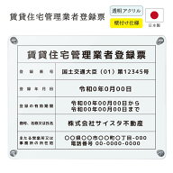 賃貸住宅管理業者登録票 看板 制作 製作 事務所用 許可プレート オーダー 店舗用 賃貸管理 管理業者登録…