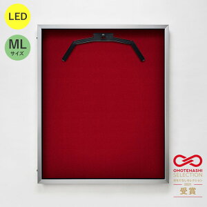 LEDユニフォームケース ユニフォーム額 額縁 UVカット アクリル アルナ ML(フレーム:シルバー 布:赤別珍)おしゃれ 光る 店舗 スポーツバー