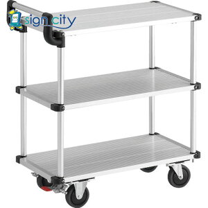 トラスコ TRUSCO アルミ台車 アルパカート 省音 3段式片袖タイプ 700×360mm ストッパー付 AL23-0736S 207-2316