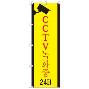 のぼり旗 韓国語_監視カメラ作動中 W600×H1800mm サインシティ オリジナルデザイン T-00153