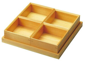 木和美 正角四ツ切セット(蓋なし)(W27070) 業務用弁当箱 木和美 トレイ&弁当箱