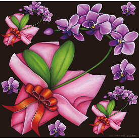 フラワー(4) 看板・ボード用イラストシール 紫(W285×H285mm) 販促用品 看板・ボード用デコレーションシール 花・植物イラスト