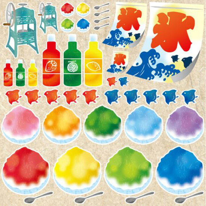 楽天市場 かき氷 看板 ボード用イラストシール W285 H285mm 販促pop 看板 ボード用デコレーションシール 季節のイベント サインモール 楽天市場店