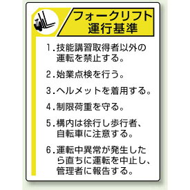 フォークリフト 運行基準 エコユニボード 600×450 (816-35) 安全用品・工事看板 安全標識 騒音管理区分・フォークリフト関係標識